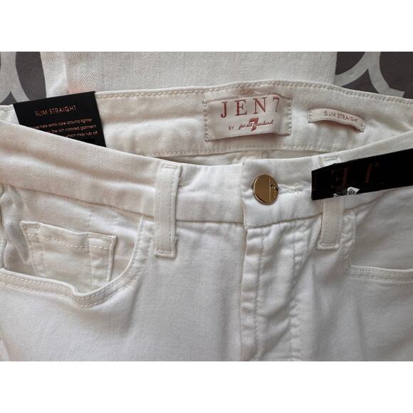 New JEN 7 ~ by 7 For All Mankind Women's White Denim Slim Straight Jeans Size 2 - Picture 4 of 7
